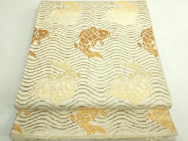 平和屋本店●最高級　龍村平蔵製　六通柄　本袋帯　荒磯　金銀糸　逸品　DZAB5028kh6