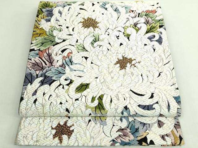 平和屋着物●極上　六通柄袋帯　唐織　乱菊　黒地　金糸　逸品　DZAB5037kh6