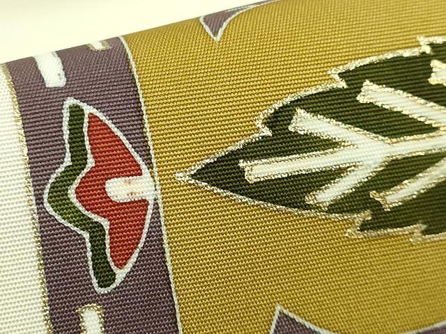 平和屋着物●極上　塩瀬　九寸名古屋帯　駒刺繍　草花文　金彩　逸品　DZAB5082kh6_4