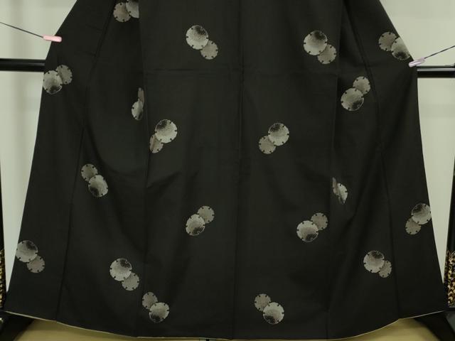平和屋着物●極上　本場大島紬　9マルキ　地空　雪輪重ね　黒地　逸品　DZAB5102kh6_4