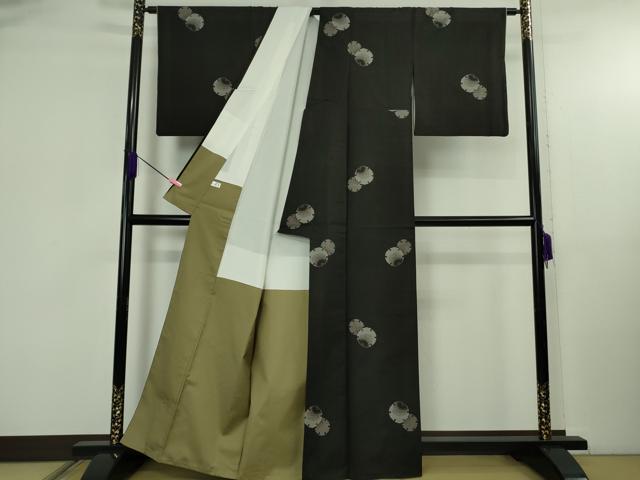 平和屋着物●極上　本場大島紬　9マルキ　地空　雪輪重ね　黒地　逸品　DZAB5102kh6_2