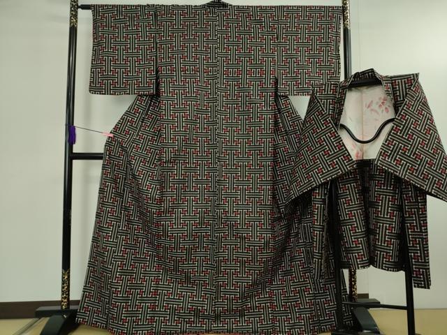 平和屋着物●本場大島紬　アンサンブル　龍郷絣　秋名バラ　正絹　逸品　CABB5029vp 平和屋着物○本場大島紬 アンサンブル 龍郷絣 秋名バラ 正絹 逸品