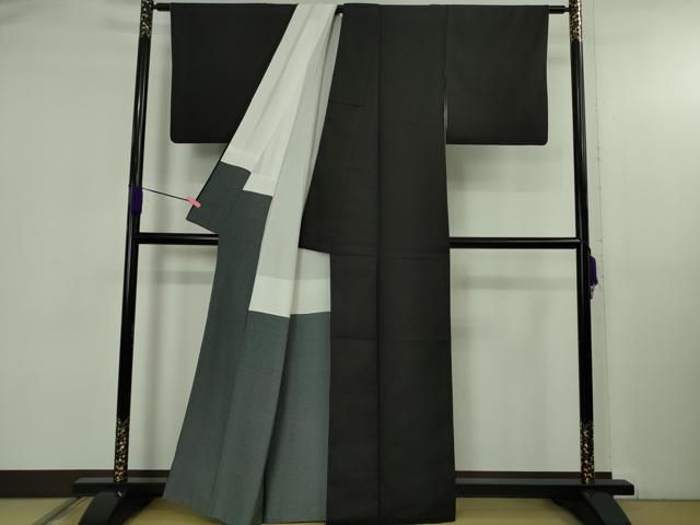 平和屋着物●極上　お召　黒地　逸品　DZAB5110kh6_2