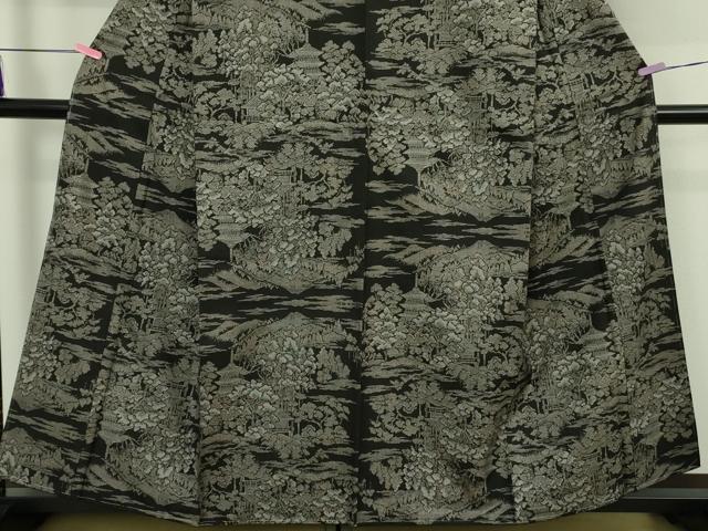 平和屋本店●希少　本場大島紬　吉三郎　吉織物謹製　割込絣織　楼閣風景　証紙付き　逸品　未使用　DZAB5176kh6_4