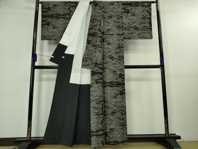 平和屋本店●希少　本場大島紬　吉三郎　吉織物謹製　割込絣織　楼閣風景　証紙付き　逸品　未使用　DZAB5176kh6_2
