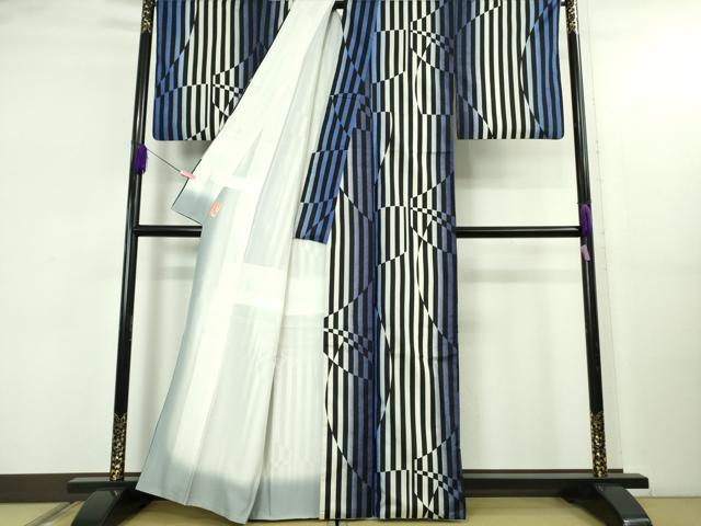 平和屋本店●極上　本場染大島紬　変わり縞　逸品　DZAB5184kh6_1