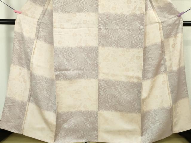 平和屋本店▽極上　創業200年・7代目永治屋清左衛門　お召　単衣　市松桐花地紋　ますいわ屋扱い　逸品　DZAB5200kh6_3