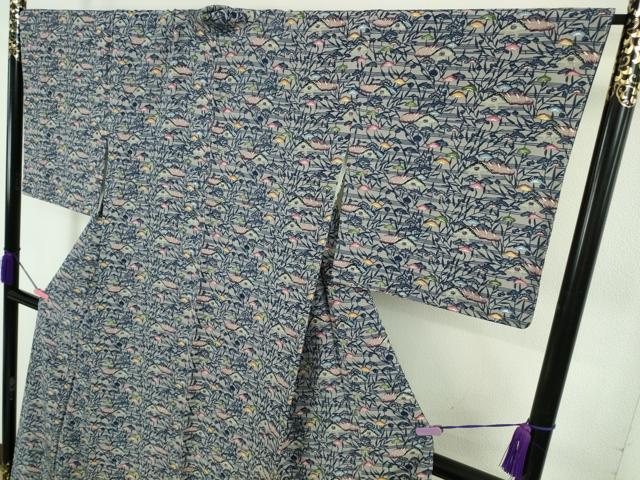 平和屋本店●極上　人間国宝　玉那覇有公　本場琉球紅型　小紋　松　屋根　参考資料付き　逸品　DZAB5233kh6_3