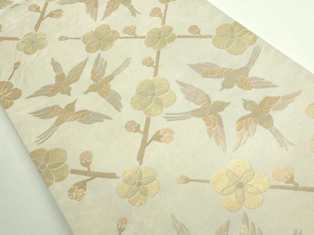 洛風林　工芸帯地　六通柄袋帯　花菱文　金銀糸　正絹　逸品 平和屋着物○極上 洛風林 工芸帯地 六通柄袋帯 花鳥文 金糸 逸品