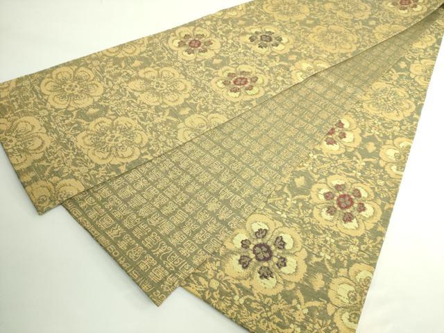 平和屋着物●極上　創業280年　誉田屋源兵衛　両面　全通柄袋帯　麹塵染　金糸　鈴乃屋扱い　逸品　DZAB5265kh6_9