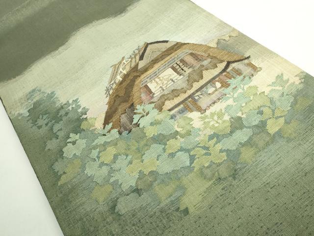 平和屋着物●極上　手織綴れ　山鹿清華　太鼓柄袋帯　風景文　金糸　ますいわ屋扱い　逸品　DZAB5270kh6_1