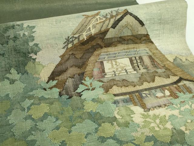 平和屋着物●極上　手織綴れ　山鹿清華　太鼓柄袋帯　風景文　金糸　ますいわ屋扱い　逸品　DZAB5270kh6_2