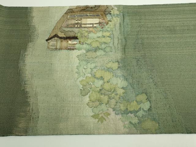 平和屋着物●極上　手織綴れ　山鹿清華　太鼓柄袋帯　風景文　金糸　ますいわ屋扱い　逸品　DZAB5270kh6_8