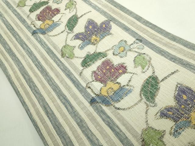 平和屋着物●極上　1854年創業　帯屋捨松　六通柄袋帯　スリーシーズン帯　花唐草　反端付き　逸品　DZAB5289kh6_1