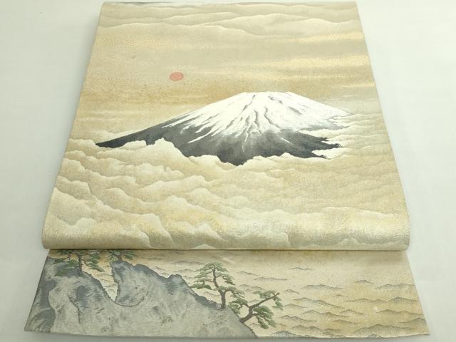 平和屋着物●極上　近代日本画の巨匠　横山大観　じゅらく謹製　全通全景柄袋帯　霊峰富士　金糸　逸品　DZAB5292kh6