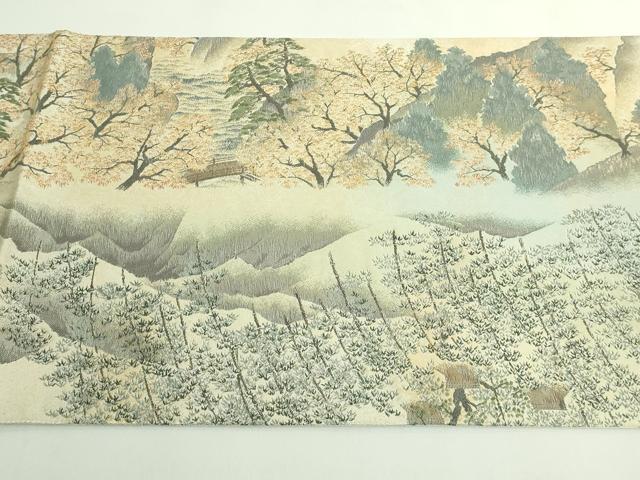 平和屋着物●極上　近代日本画の巨匠　横山大観　じゅらく謹製　全通全景柄袋帯　霊峰富士　金糸　逸品　DZAB5292kh6_6
