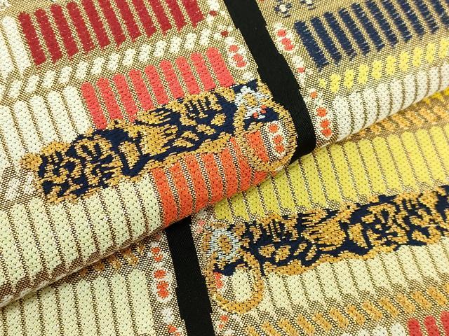 平和屋本店●極上　六通柄　本袋帯　龍村平蔵柄　源氏鎧　黒地　金銀糸　逸品　DZAB5295kh6_2
