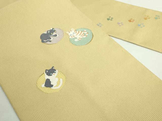 平和屋着物●極上　八寸名古屋帯　ネコ　猫　金糸　ゑり善扱い　逸品　未使用　DZAB5323kh6_1