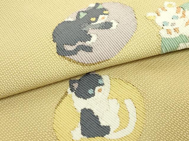 平和屋着物●極上　八寸名古屋帯　ネコ　猫　金糸　ゑり善扱い　逸品　未使用　DZAB5323kh6_2