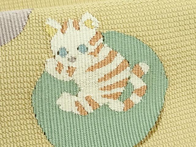 平和屋着物●極上　八寸名古屋帯　ネコ　猫　金糸　ゑり善扱い　逸品　未使用　DZAB5323kh6_3