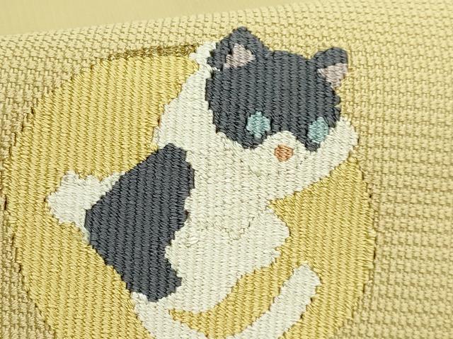平和屋着物●極上　八寸名古屋帯　ネコ　猫　金糸　ゑり善扱い　逸品　未使用　DZAB5323kh6_4