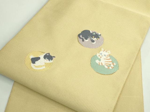 平和屋着物●極上　八寸名古屋帯　ネコ　猫　金糸　ゑり善扱い　逸品　未使用　DZAB5323kh6_5