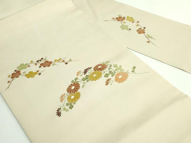 平和屋本店●極上　銀座　志ま亀　塩瀬　九寸名古屋帯　草花文　金彩　砂色地　逸品　DZAB5324kh6_1