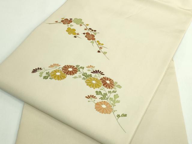 平和屋本店●極上　銀座　志ま亀　塩瀬　九寸名古屋帯　草花文　金彩　砂色地　逸品　DZAB5324kh6_5