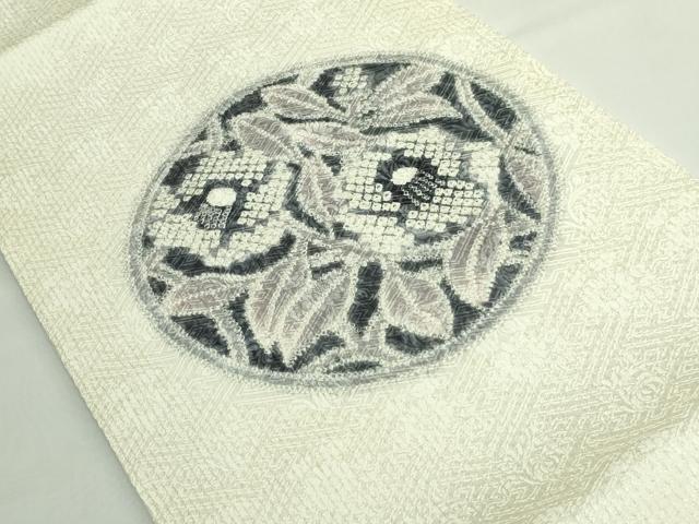平和屋着物●極上　名門　藤娘きぬたや・総絞り　九寸開き名古屋帯　花丸文　椿　逸品　DZAB5326kh6_1