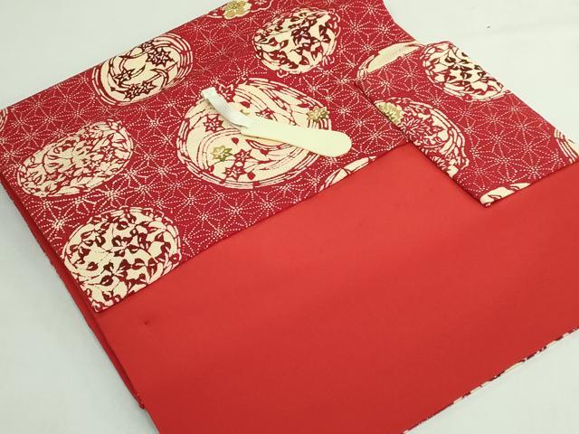 平和屋本店●極上　浦野理一　型染　つけ帯　花丸文　鬼しぼ縮緬　たとう紙付き　逸品　DZAB5333kh6_6