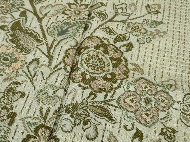 平和屋本店●極上　中国三大刺繍　スワトウ刺繍　汕頭刺繍　訪問着　天目織　更紗花唐草文　亜麻色地　金糸　金通し地　逸品　DZAB5375kh6_5