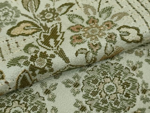 平和屋本店●極上　中国三大刺繍　スワトウ刺繍　汕頭刺繍　訪問着　天目織　更紗花唐草文　亜麻色地　金糸　金通し地　逸品　DZAB5375kh6_6