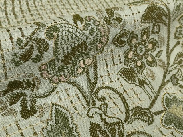 平和屋本店●極上　中国三大刺繍　スワトウ刺繍　汕頭刺繍　訪問着　天目織　更紗花唐草文　亜麻色地　金糸　金通し地　逸品　DZAB5375kh6_8