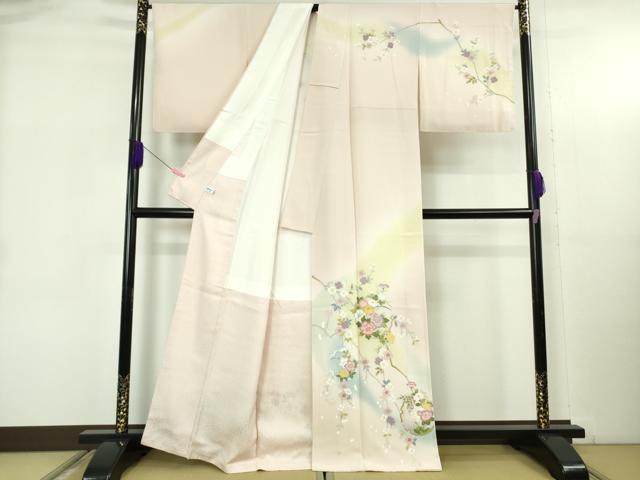 平和屋着物●極上 訪問着 友禅 作家物 雪輪花文 薄桜色地 暈し染め 逸品 未使用 DZAB5380kh6 平和屋着物●極上 訪問着 友禅 作家物 雪輪花文 薄桜色地 暈し染め 逸品 未使用 DZAB5380kh6
