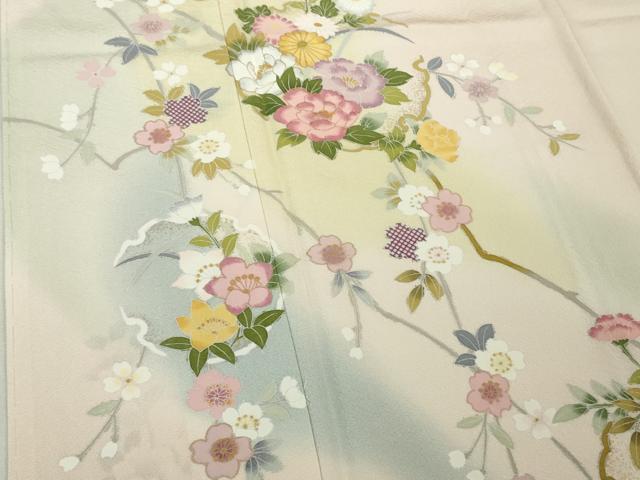 平和屋着物●極上 訪問着 友禅 作家物 雪輪花文 薄桜色地 暈し染め 逸品 未使用 DZAB5380kh6 平和屋着物●極上 訪問着 友禅 作家物 雪輪花文 薄桜色地 暈し染め 逸品 未使用 DZAB5380kh6