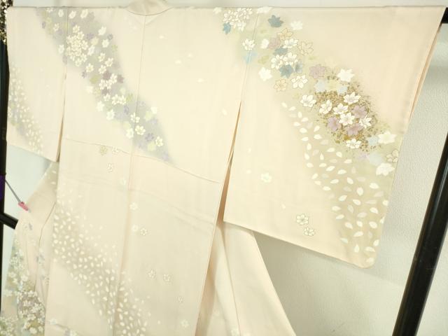 平和屋着物●極上　訪問着　駒刺繍　舞花文　失せウイ灰梅色地　暈し染め　金彩　逸品　DZAB5383kh6_2