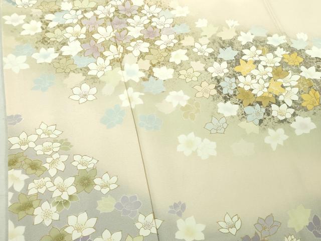平和屋着物●極上　訪問着　駒刺繍　舞花文　失せウイ灰梅色地　暈し染め　金彩　逸品　DZAB5383kh6_4