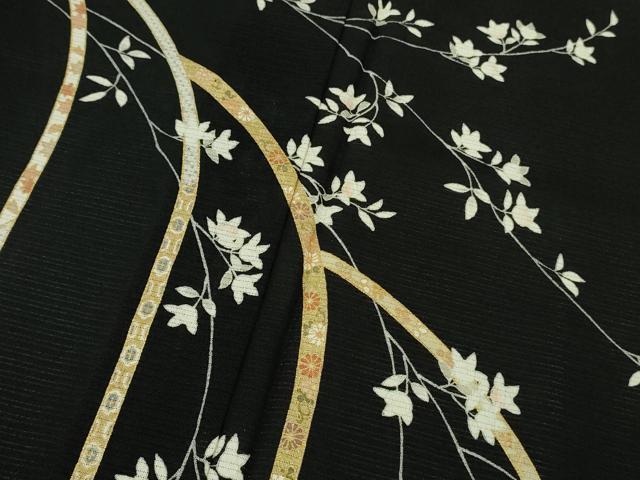 平和屋本店＊極上　夏物　訪問着　絽縮緬　枝垂れ花　黒地　金彩　逸品　未使用　DZAB5393kh6_5