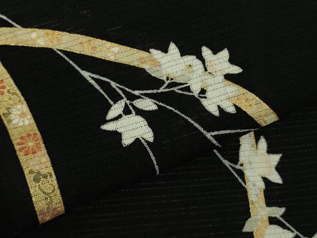 平和屋本店＊極上　夏物　訪問着　絽縮緬　枝垂れ花　黒地　金彩　逸品　未使用　DZAB5393kh6_6