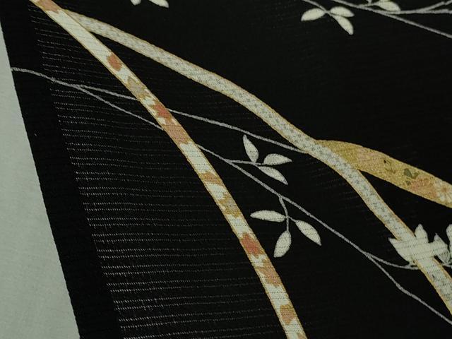 平和屋本店＊極上　夏物　訪問着　絽縮緬　枝垂れ花　黒地　金彩　逸品　未使用　DZAB5393kh6_8