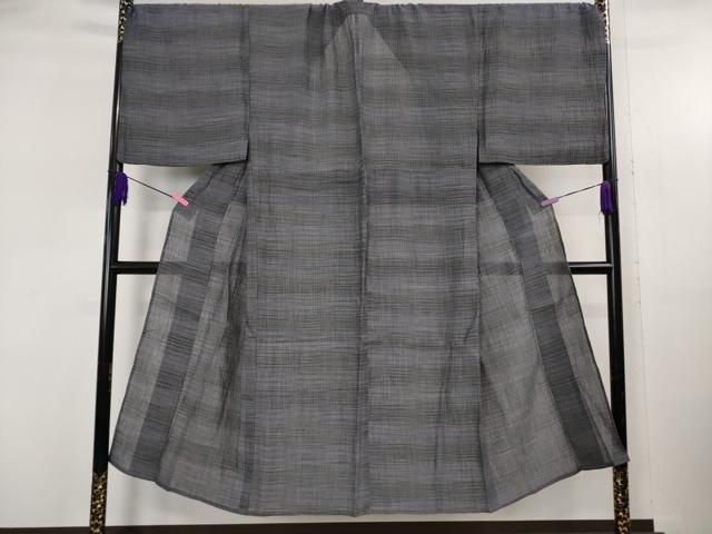 平和屋着物＊極上　夏物　男性　本場小千谷ちぢみ　麻　キングサイズ　横段文　逸品　DZAB5395kh6
