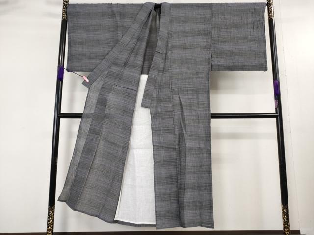 平和屋着物＊極上　夏物　男性　本場小千谷ちぢみ　麻　キングサイズ　横段文　逸品　DZAB5395kh6_1