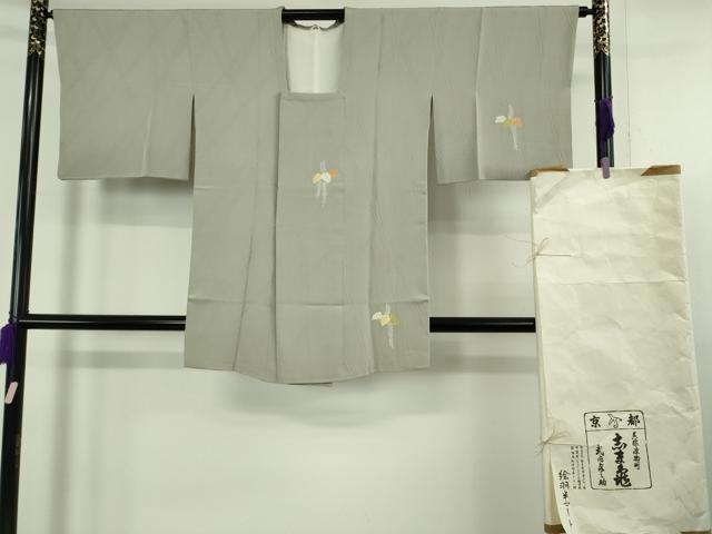 平和屋着物∞極上　銀座　志ま亀　道行コート　桐花文　薄い灰汁色地　金彩　たとう紙付き　逸品　DZAB5403kh6