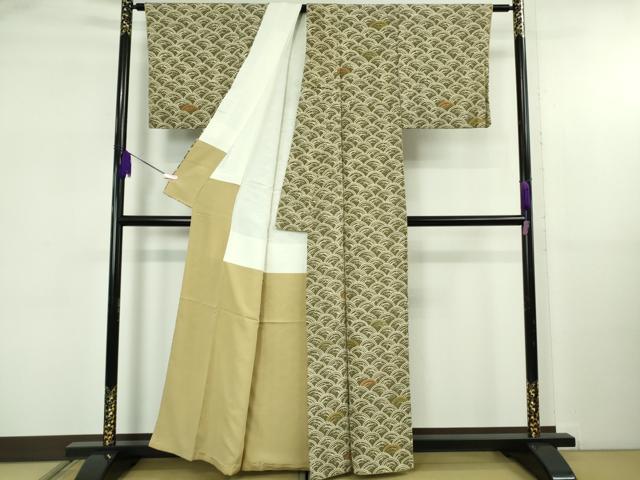 平和屋本店●極上　銀座　志ま亀　訪問着　波　青海波　鬼しぼ縮緬　たとう紙付き　逸品　DZAB5404kh6_1