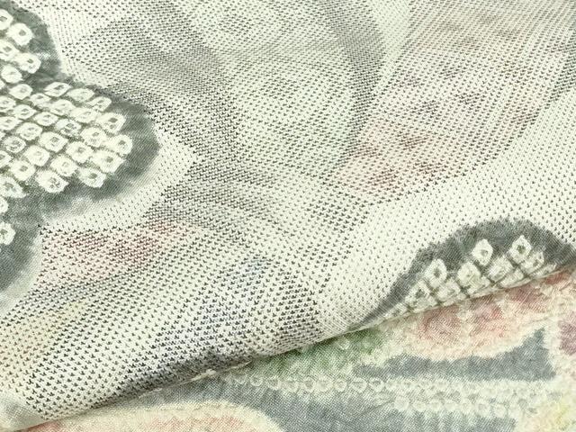 平和屋本店●極上　名門　藤娘きぬたや　本場大島紬　白大島　訪問着　絞り　7マルキ　几帳束ね熨斗　鳳凰花文　逸品　DZAB5428kh6_6