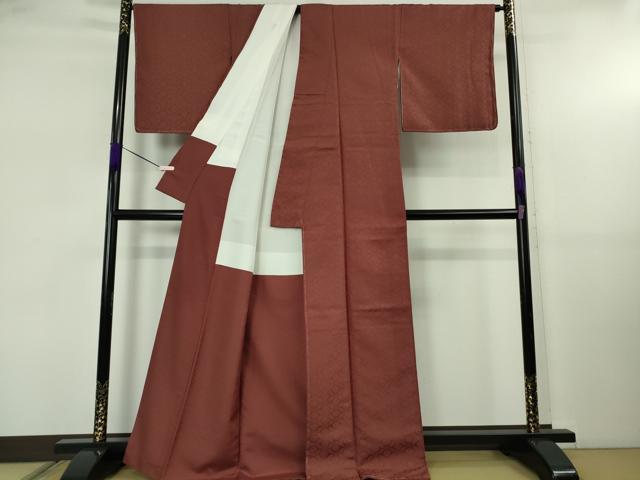 平和屋着物●極上　京都・西陣　織元ブランド　泰流舎　お召　花菱地紋　色無地　葡萄茶色　逸品　未使用　DZAB5437kh6 平和屋着物○極上 京都・西陣 織元ブランド 泰流舎 お召 花菱地紋 色