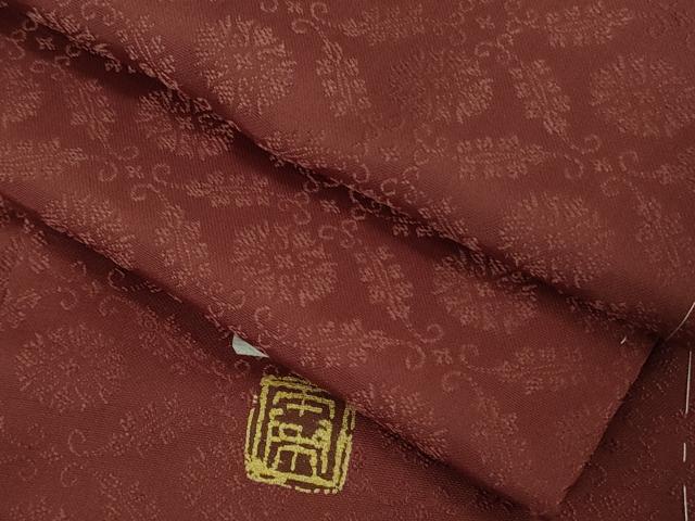 平和屋着物●極上　京都・西陣　織元ブランド　泰流舎　お召　花菱地紋　色無地　葡萄茶色　逸品　未使用　DZAB5437kh6 平和屋着物○極上 京都・西陣 織元ブランド 泰流舎 お召 花菱地紋 色