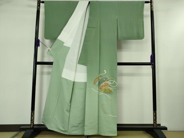 平和屋着物●極上　人間国宝　福田喜三郎　色留袖　刺繍　相良刺繍　結び紐　地紙花文　暈し染め　金糸　逸品　DZAB5446kh6_1