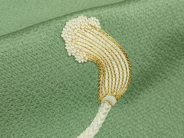 平和屋着物●極上　人間国宝　福田喜三郎　色留袖　刺繍　相良刺繍　結び紐　地紙花文　暈し染め　金糸　逸品　DZAB5446kh6_6