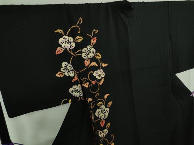 平和屋着物●極上　訪問着　花唐草文　黒地　金彩　逸品　DZAB5448kh6_2